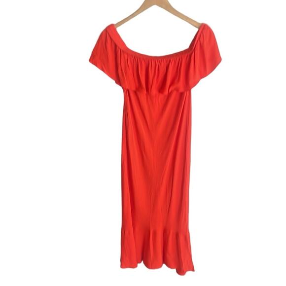 Veronica Beard Oleta Ruffled Off-the-Shoulder Dress Red - Picture 2 of 16